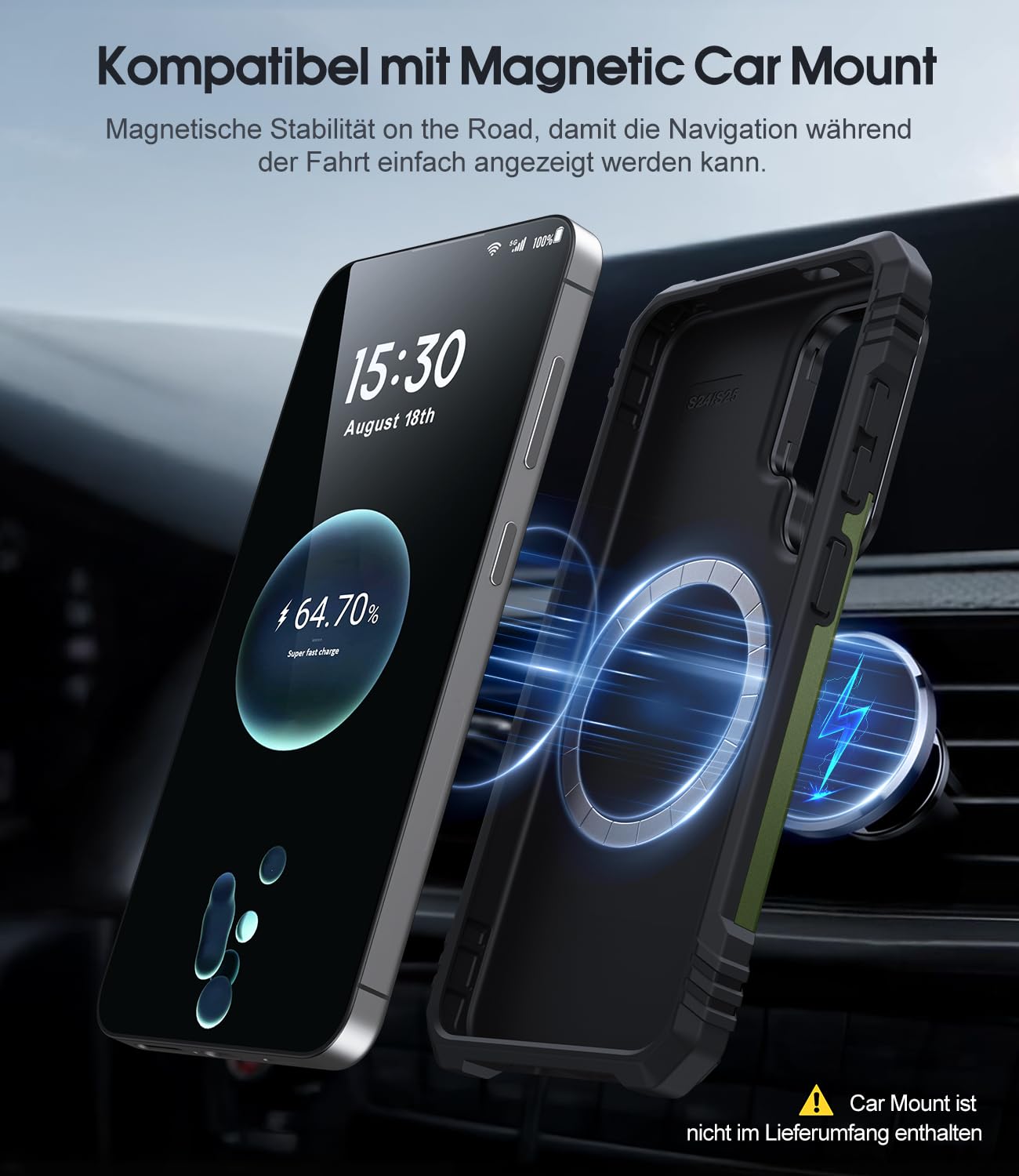 AOUIA Samsung Galaxy S24/S25 Hülle mit MagSafe Kompatibilität, Eingebauter Ständer und Militärischer Schutz - Magnetische Handyhülle in Rot 3