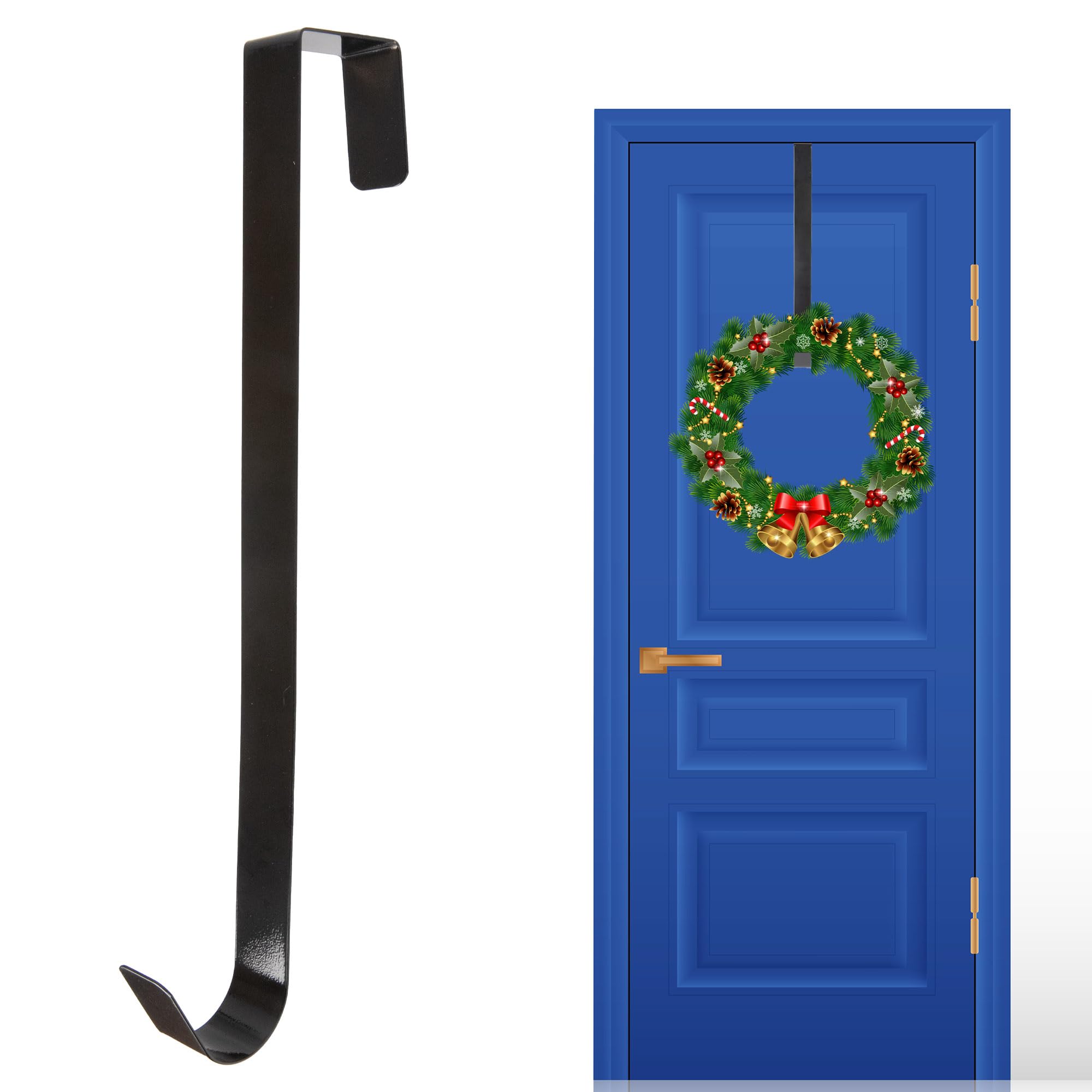 SHATCHI 1Pc Christmas Wreath Door Hanger – 38cm Metal Front Door Wreath Holder Over Door Hook for Christmas Home Office Wall Wedding Hanging Decorations Wreaths