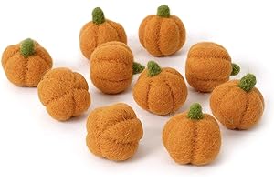 Glaciart One Felted Pumpkins - Create Garlands, Autumn Decor, Halloween Felt Props - Fall Home Decorating Set - 100% New Zealand Natural Wool, Hand-Felted in Nepal, Essential Oil Ready - Pack of 10