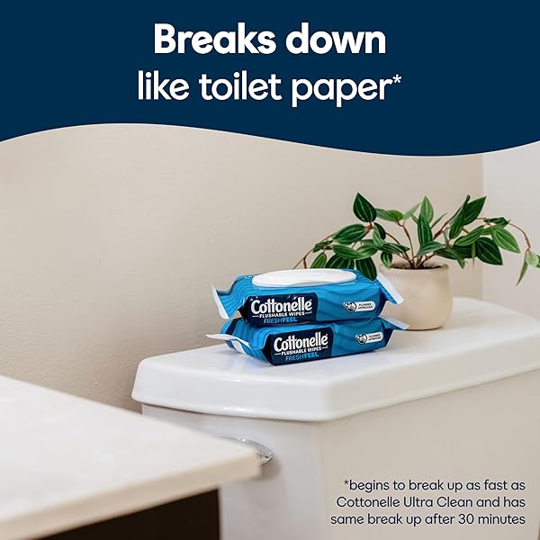 COTTONELLE FRESH FEEL FLUSHABLE WET WIPES, ADULT WET WIPES, 8 FLIP-TOP PACKS, 42 WIPES PER PACK (336 TOTAL WIPES), PACKAGING MAY VARY