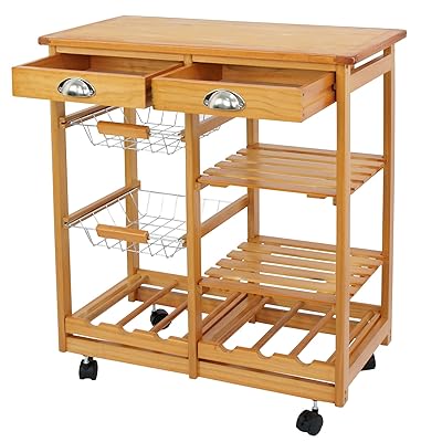 Nova Microdermabrasion Rolling Kitchen Island Cart with Storage