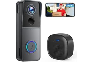 XTU Video Doorbell Camera Wireless, No Monthly Fees, Human Detection with Alerts, 2K Resolution, 166° Wide Angle, 2-Way Audio,2.4G Wi-Fi, Work with Alexa/Google Assistant, Home/Indoor/Outdoor Security
