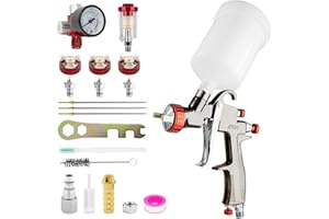 R500 LVLP Air Spray Gun Premium Kit with 1.3/1.5/1.7mm Nozzle & Air Regulator, R500 Paint Guns Automotive, Car Paint Gun Spra