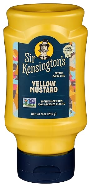 SIR KENSINGTON’S MUSTARD, YELLOW, GLUTEN FREE, CERTIFIED VEGAN, NON- GMO PROJECT VERIFIED, FROM 100% GRADE-A MUSTARD SEEDS, SHELF-STABLE, 9 OZ