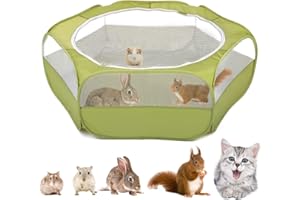 VavoPaw Small Animals Playpen, Waterproof Breathable Indoor Pet Cage Tent with Zipper Cover, Portable Outdoor Exercise Yard Fence for Kitten Hamster Bunny Squirrel Guinea Pig Hedgehog, Avocado Green