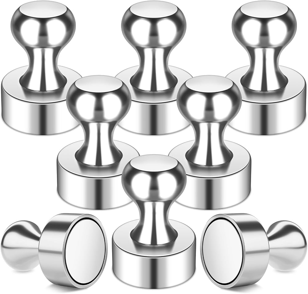 FINDMAG Fridge Magnets 8 Pack 12x16mm Neodymium Push Pins Whiteboard Magnets