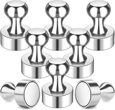 FINDMAG Fridge Magnets 8 Pack 12x16mm Neodymium Push Pins Whiteboard Magnets
