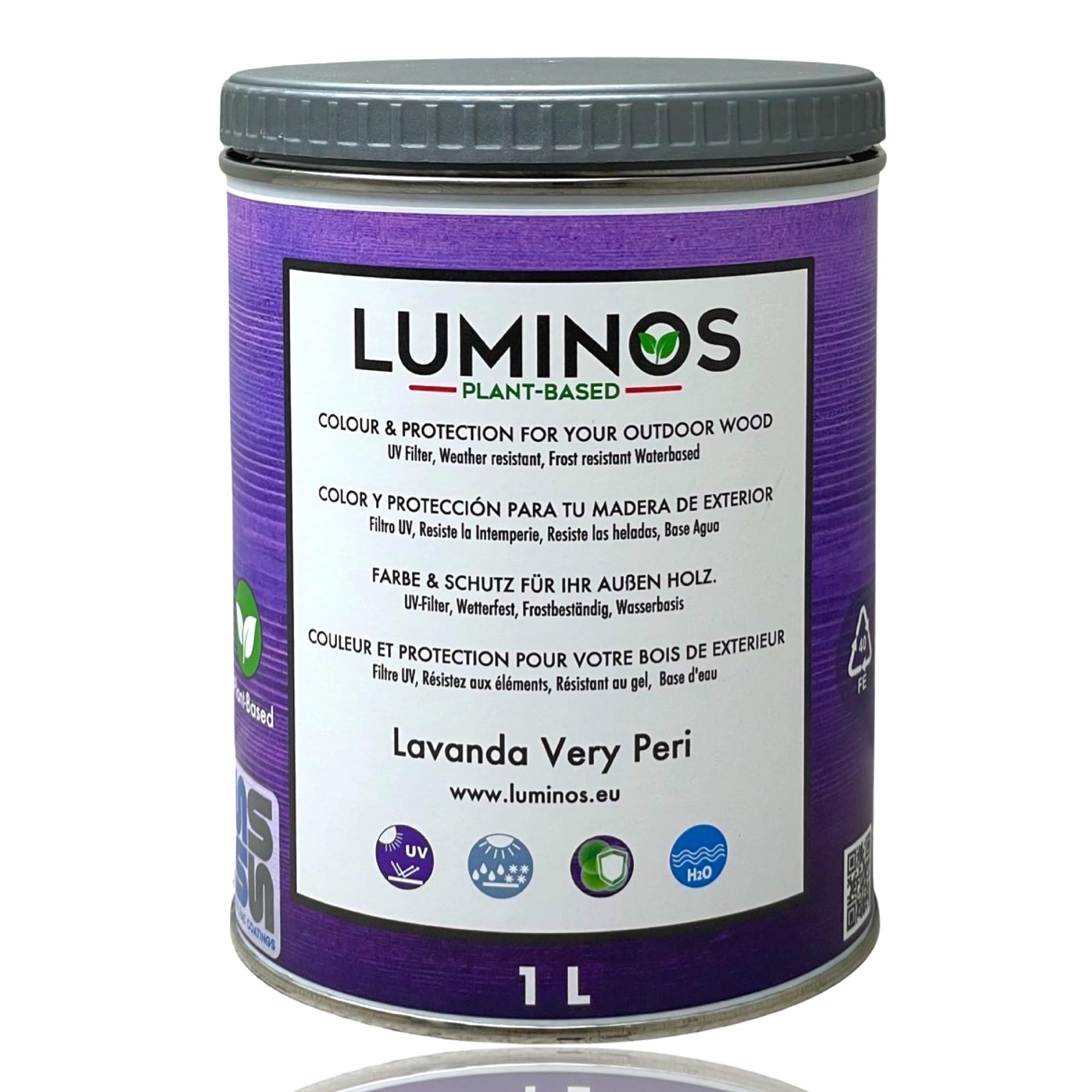 Luminos - LUM1117 - Lavanda Very PERI - Water-Based Wood Stain Protector BIO-Based. - Lavanda Violet 1L