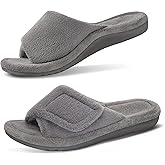 GRITHEIM Women's Orthotic Arch Support Slippers Fuzzy Adjustable Orthopedic Slippers for Plantar Fasciitis Furry Slide for Ladies