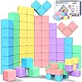 KAEILORU 45pcs Magnetic Blocks Building Cubes for Toddlers - Pastel Colors Magnetic Cubes Toys Classroom Must Have STEM Magnet Building Blocks Toy Christmas Birthday Gifts for Girls Boys Ages 1-3 3-5
