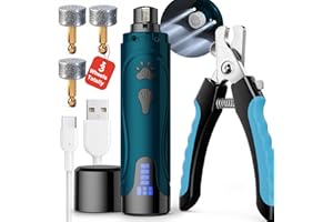 YABIFE Dog Nail Trimmers and Dog Nail Clippers Kit, Whisper Quiet Electric Grinder with Light, for Small, Medium, Large Dogs, Cats Toenail Grooming, 3 Speeds