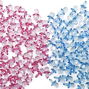 Etmact 200 Pieces Mini Clear Acrylic Baby Pacifiers For Baby Shower Decorations (Pink And Blue) Baby Decorations For Baby Shower Baby Shower Table Decorations Baby Shower Favors Baby Shower Games