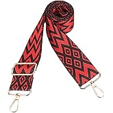 PATIKIL 55in Purse Straps Replacement Crossbody, Bag Straps Crossbody Universal Adjustable Canvas Bohemian for Purses Handbags Guitar, Red