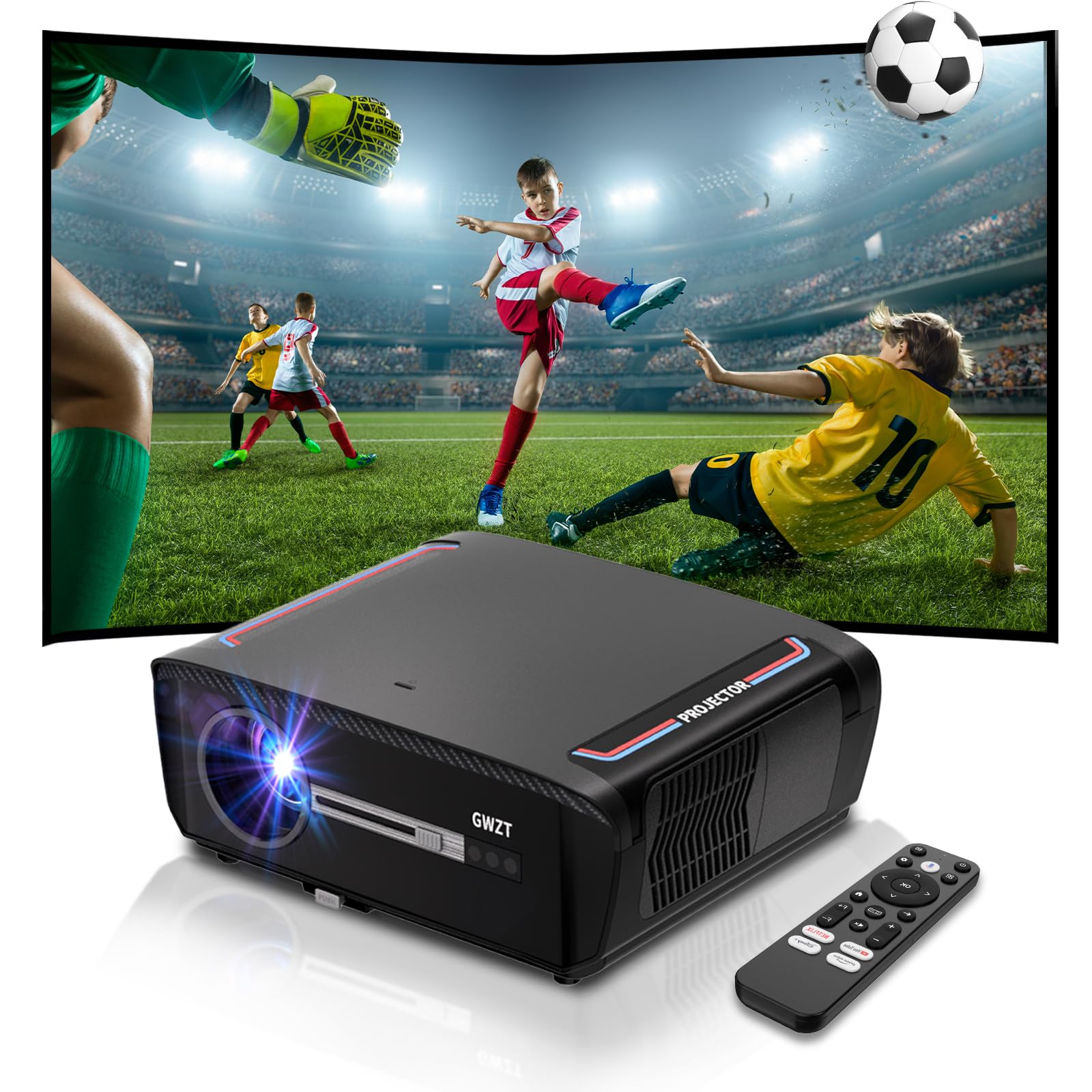 Photo 1 of 4k Ultra hd 3300 ANSI Lumens Bundled with Google TV Stick, Smart Home Theater Projector with Auto Focus, WiFi & Bluetooth, Projector for Bedroom, Indoor & Outdoor Movie Use,Video projector with apps