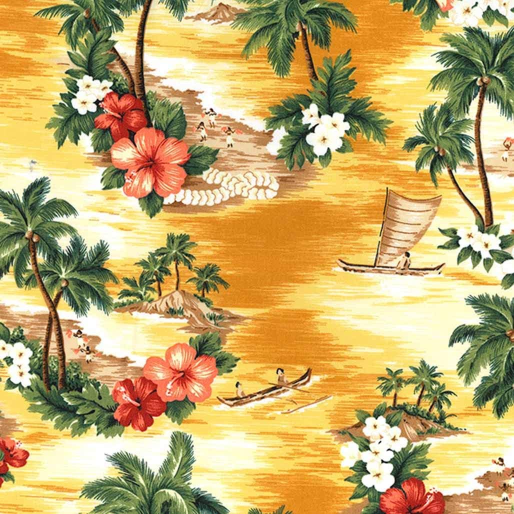 PRESTIGE P0738 Aloha Hawaiian Print Cotton Poplin Fabric Rose And