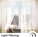 Deconovo Semi Transparent Voile Curtains Beige 2 Panels 55 x 54 Inch view 4