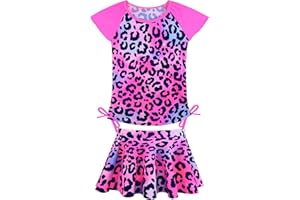 BAOHULU Girls Rash Guard 2 Pieces Bathing Suit UPF50+ Swimsuit with Swimming Skirt Swimwear 2-14Y