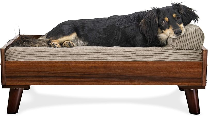 Furhaven Pet Bed Frame Bed Frame For Pet Beds Mattresses Walnut Medium Amazon Ca Pet Supplies