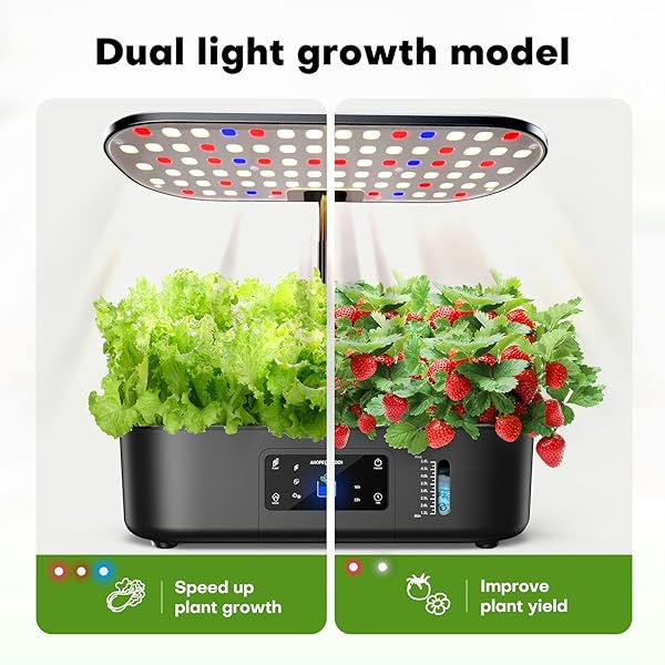 AHOPEGARDEN HYDROPONICS GROWING SYSTEM KIT INDOOR HERB GARDEN WITH GROW LIGHT 12 PODS, WITH LCD TOUCH PANEL HYDROPONIC PLANTER, PLANTING HEIGHT UP TO 17″, GROWER HARVEST FRESH VEGGIE LETTUCE, BLACK