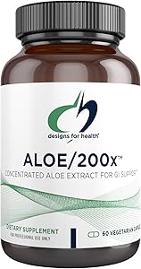 Designs for Health Aloe/200x - 200mg Aloe Vera Extract - Highly Concentrated Aloe Leaf Supplement for GI Support - Non-GMO, Vegetarian Pills (60 Capsules)