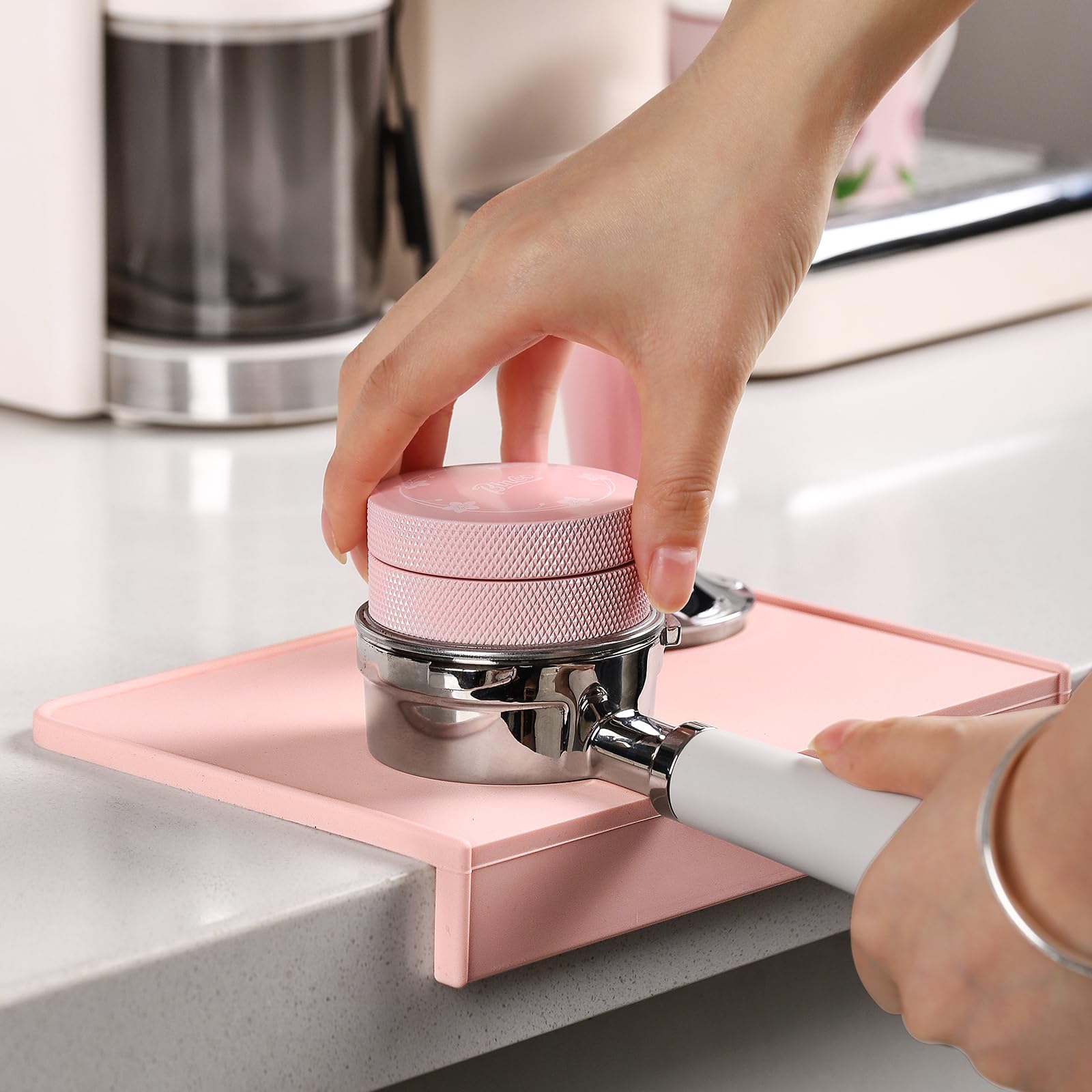 Photo 1 of Bincoo Espresso Tamping Mat - Food Safe Rubber Coffee Tamper Mat, small, Pink