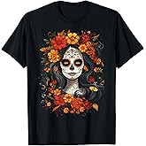 De Los Muertos La Catrina Day of the Dead Sugar Skull Women T-Shirt