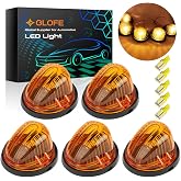 GLOFE 5X Cab Roof Marker Top Light Amber Lens + 5X Amber T10 LED Bulbs + Base Compatible with Dually Chevy Suburban Blazer C1500 C2500 C3500 K1500 K2500 K3500 1969-1987 Pickup Trucks