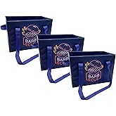 Earthwise Collapsible Reusable Shopping Box Grocery Bag Set with Reinforced Bottom Storage Boxes Bins Cubes (Set of 3) (BBQ Time) | Collapsible, Easy Wipe