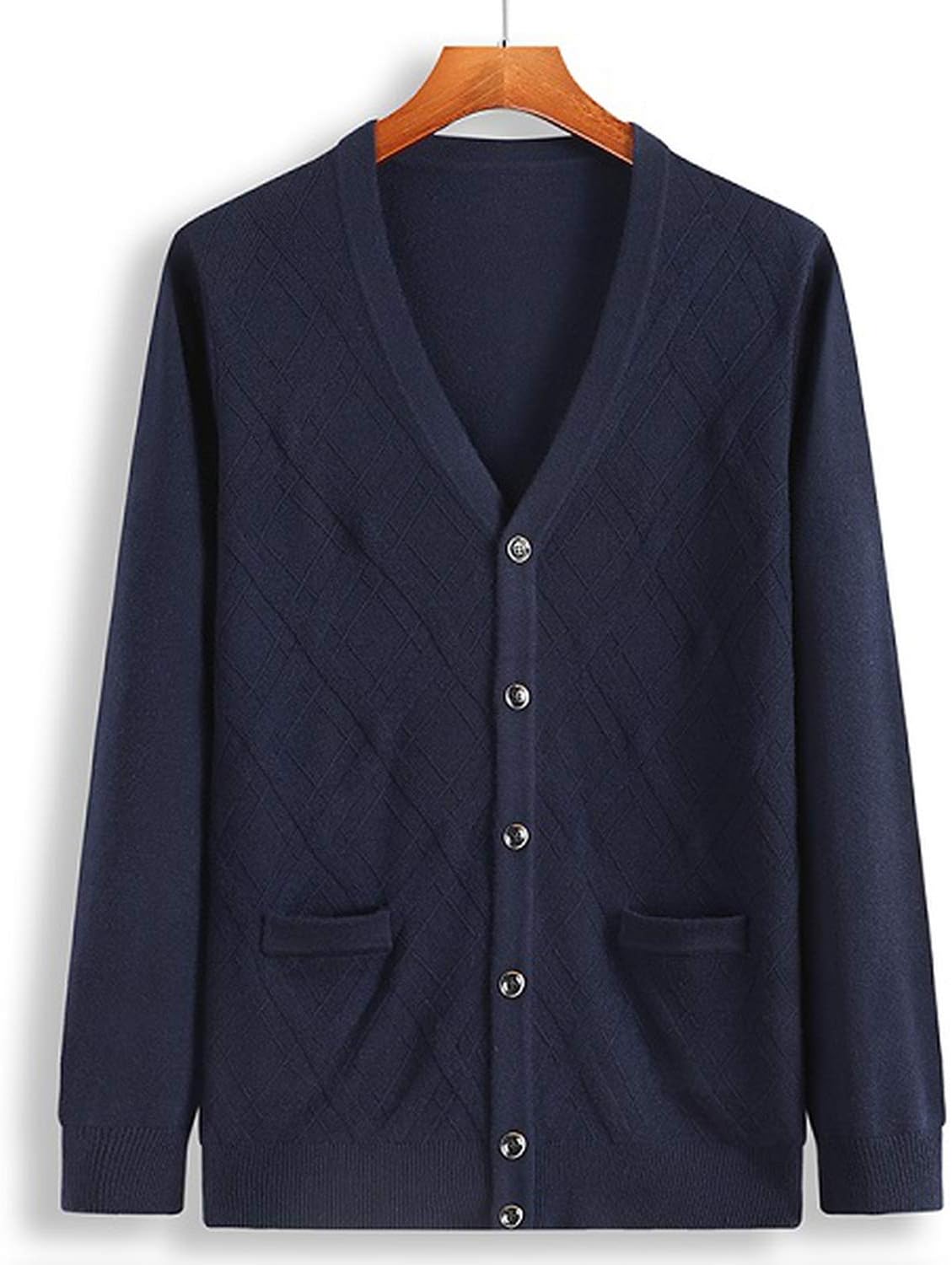 momolove Winter Thick Warm Sweater Men Knitted Sweatercoat Warm Cardigan,Navy Blue,8XL