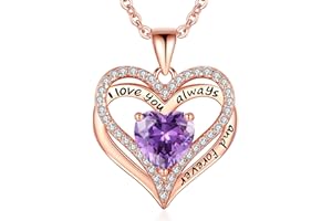 GIFON S925 Sterling Silver Necklace for Women, Wife Jewelry Rose Gold, Mom Birthday Valentines Mothers Day Gifts, Girlfriend Necklaces, Daughter Heart Jewel, Anniversary for Her