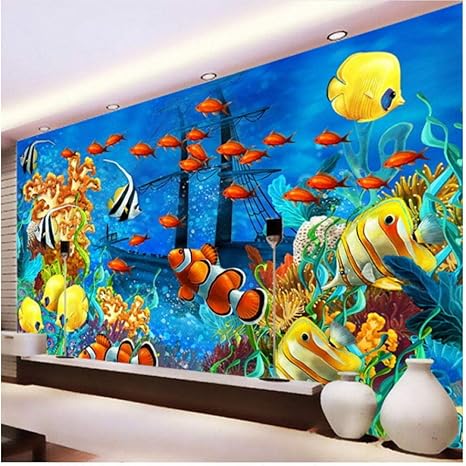 Xbwy 装飾壁画 写真の壁紙3dステレオ漫画熱帯魚水中世界の壁画の壁紙 280x0cm 壁紙 Amazon