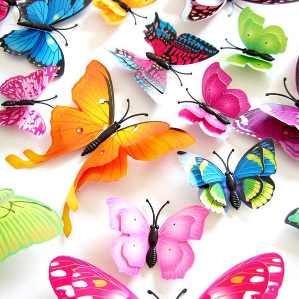 Zippem Keland 12 Pcs Three-Dimensional PVC Simulation Butterfly Wall Stickers