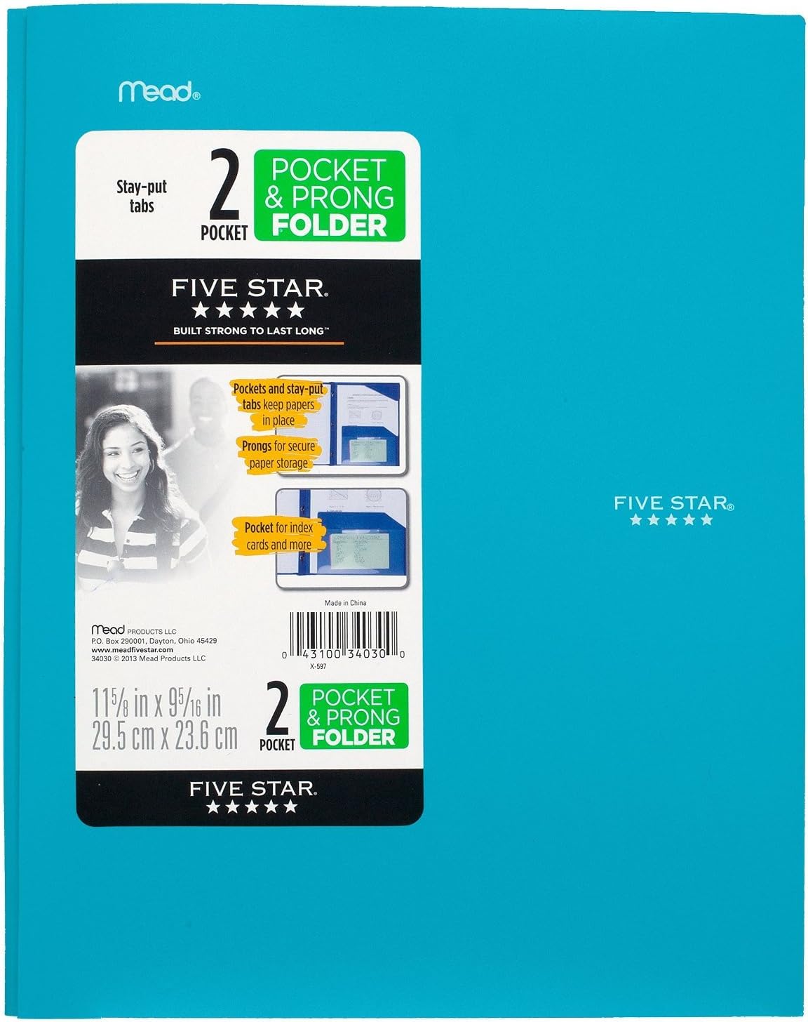 Five Star 2-Pocket Folder, Stay-Put Folder, Plastic Colored Folders with Pockets & Prong Fasteners for 3-Ring Binders, For Home School Supplies & Home Office, 11” x 8-1/2”, Assorted, 4 Pack (38064) : Office Products