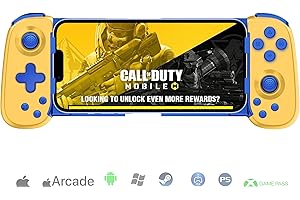 KOIIKO Wireless Controller for iPhone/Android/PC/iPad/Tablet/Appl Arcade MFi Games/Switch/PS4, Support Streaming on PS5/Xbox/PC Console, Cloud Gaming Gamepad Joystick - Turbo/6-Axis Gyro/Dual Motors - Yellow