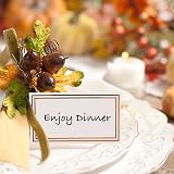 Gunwon 25Pcs Table Cards with Double Gold Border White 3.5x2in Wedding view 6