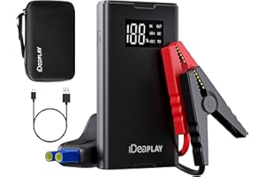 IDEAPLAY Jump Starter, 1500A Car Battery Jump Starter Portable for Up to 7.0L Gas and 5.5L Diesel Engine,Type C Fast Charging Battery Jumper with LED Flashlight