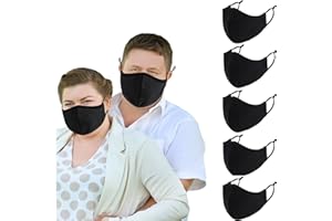 comfso 5Pack (M/L/XL Size) Cloth Reusable Washable Face Masks with Adjustable Ear Loop Facemask