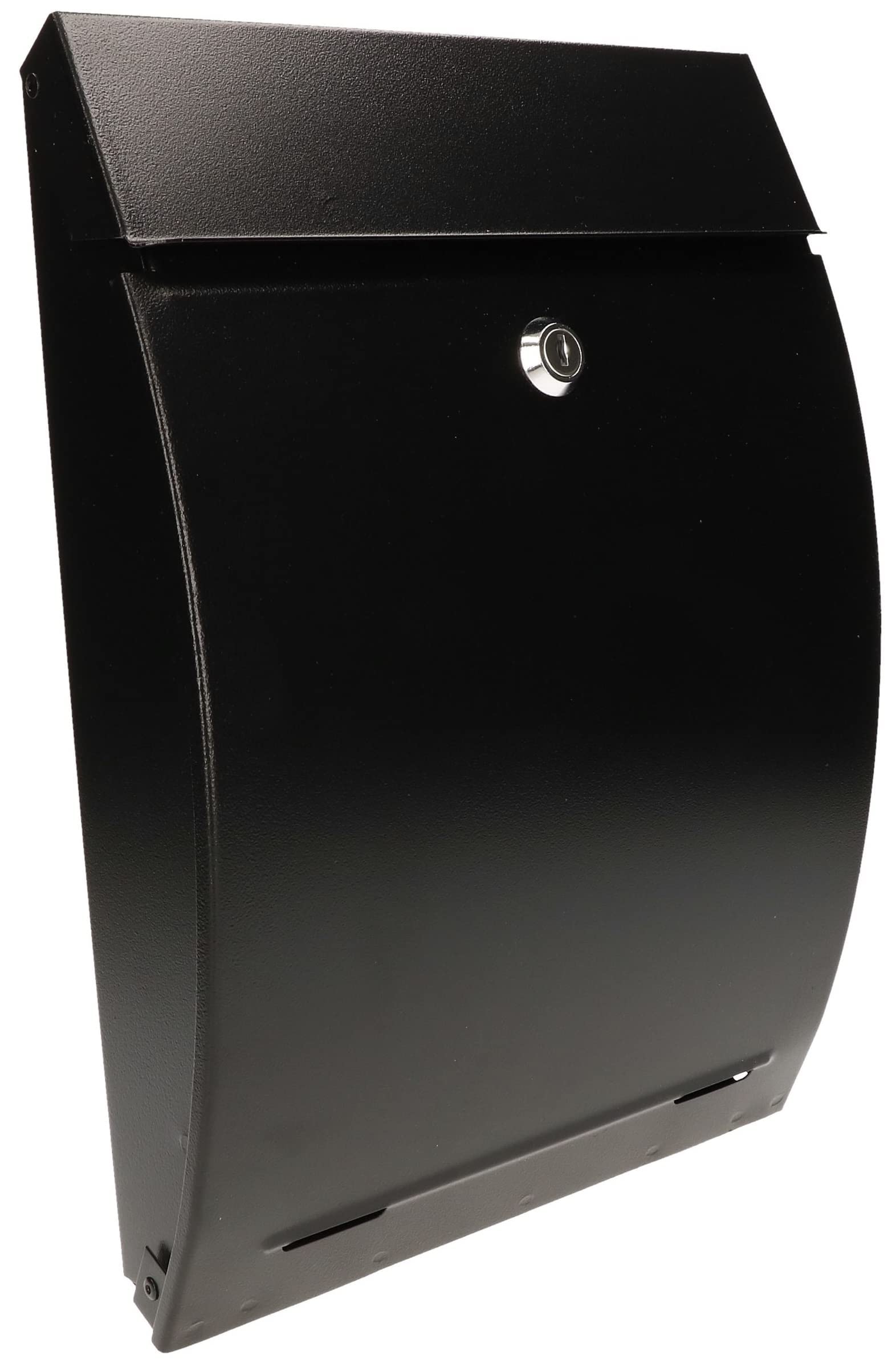 KOTARBAU® Letter Box 340 x 245 x 75 mm Black Matt Format A-4 Convex for Newspapers Flying Pages