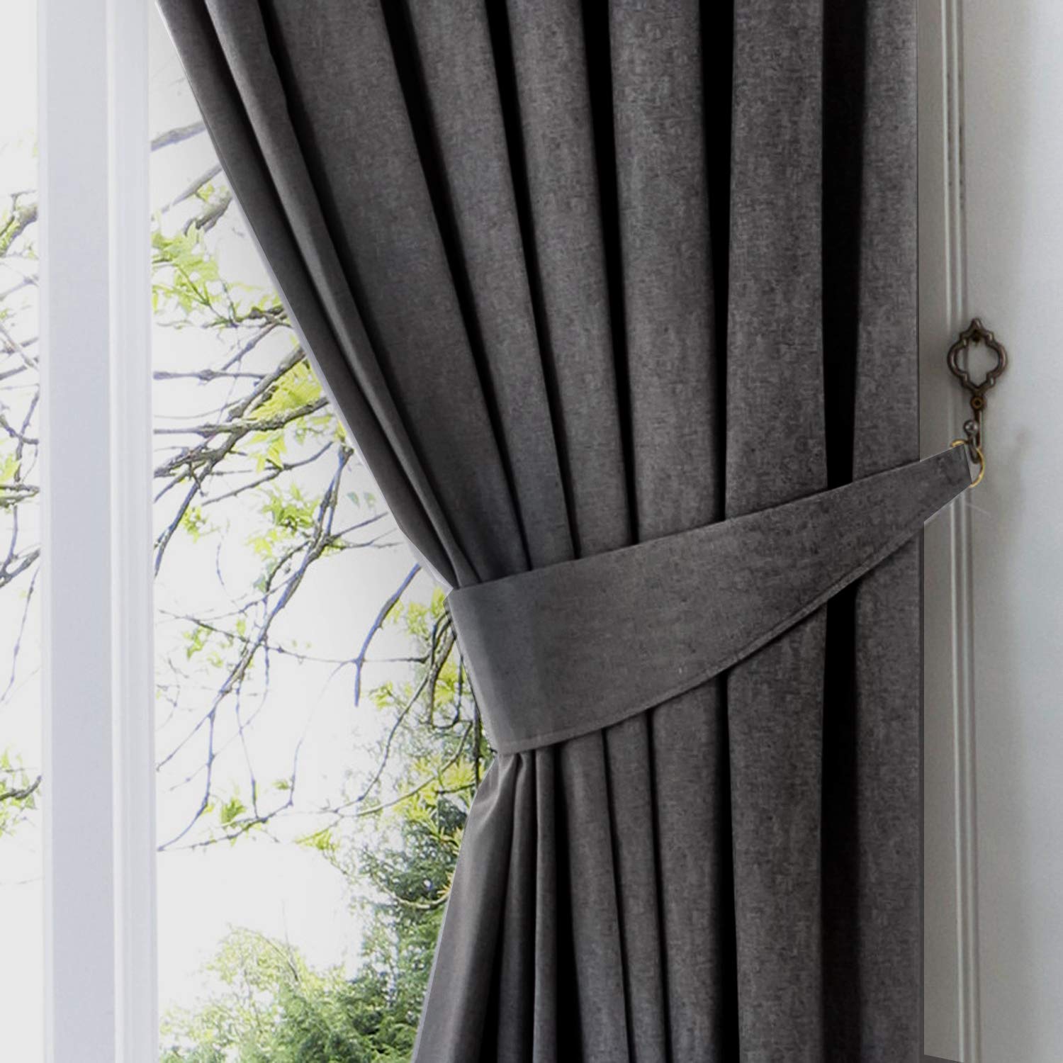 Fusion - Dijon - Pair of Curtain Tiebacks, Charcoal โ image 1