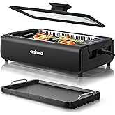 Indoor Smokeless Electric Korean BBQ Grill - 1200W With Non-stick Removable Plate & Griddle, LED Smart Display, Tempered Glas