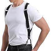 LazarsSpace Men's Side Suspenders with Dual Clips Per Side - Secure Fit, Ultimate Comfort, and Belly Relief