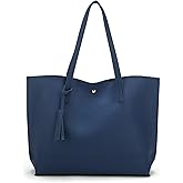 Nodykka Women Tote Bags Top Handle Satchel Handbags PU Faux Leather Tote Bag with Tassel Shoulder Purse