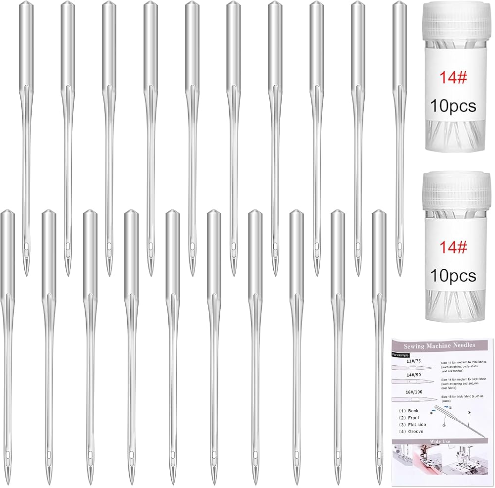 Axmru 20 Pcs Universal Sewing Machine Needles 90/14 Sharp, DIY Compatibility