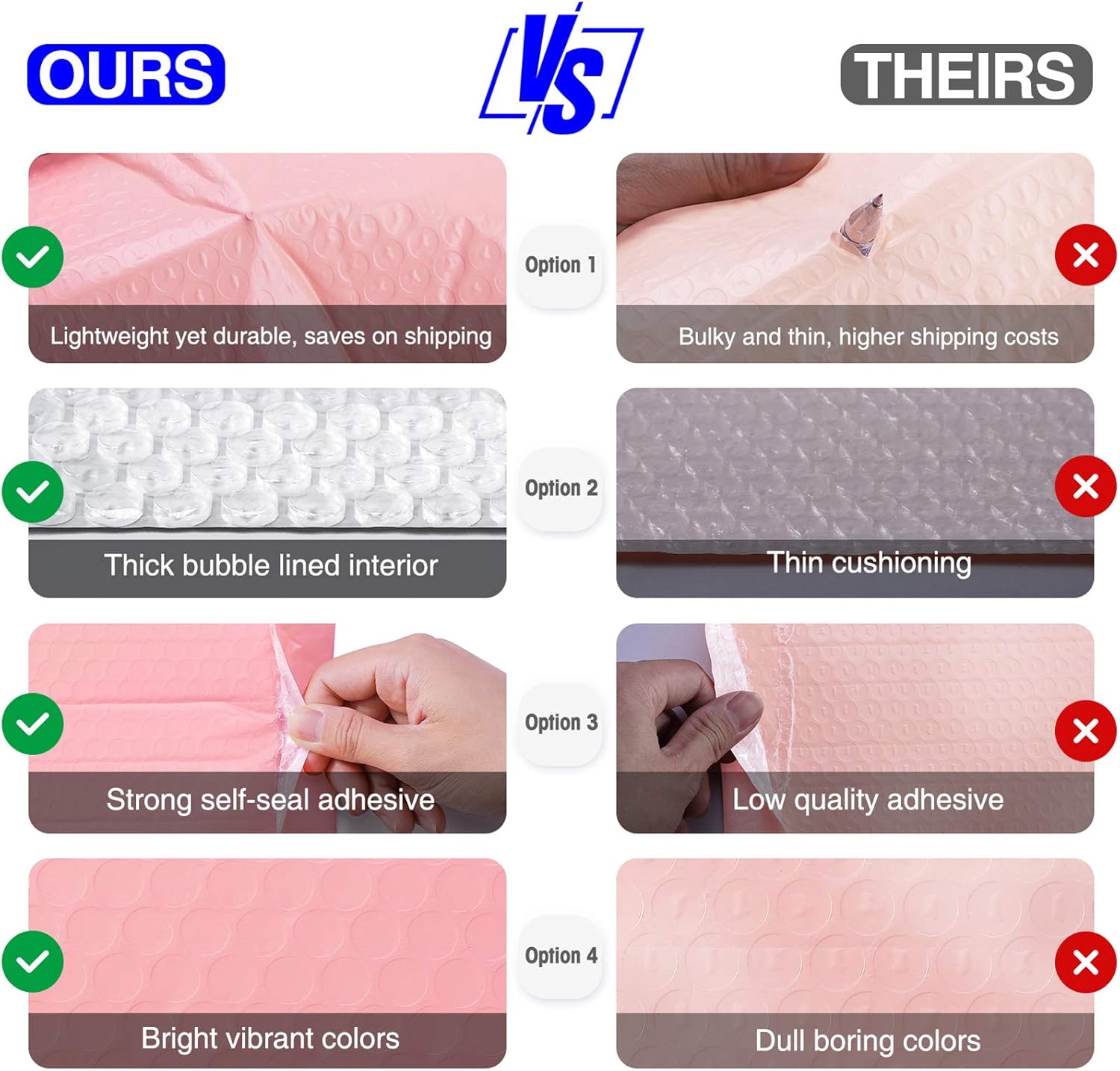 Metronic Sakura Pink Bubble Mailers 6x10 (25 Pack Bulk #0) Light Pink Blush Poly Bubble Mailers, Self-Seal Shipping Bags, Padded Envelopes, Packaging Supplies for Small Business, Boutique : Office Products