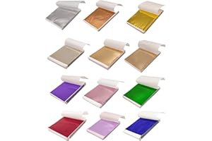 600 Pieces Imitation Gold Foil Sheets, BetterJonny 12 Colors 8x8.5cm Gold Leaf Paper for Decoration Arts Nail Painting Gildin