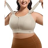 VFUS High Impact Zip Front Adjustable Sports Bra No Bounce Criss Cross Plus Size Bras for Women Workout Running
