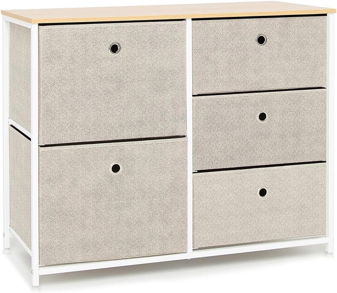 Suhu Kommode Schmal Schrank mit 5 Schubladen aus Stoff tv Schrank