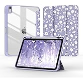 Jarviwiin Case for iPad 11-inch (A16) 2025 / iPad 10th Generation 2022(10.9 inch), Tri-Fold Smart Folio Auto Wake/Sleep with Clear Back/Pencil Holder for iPad 11th/10 Gen (Floral Purple)