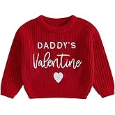 Nibbcoa Toddler Valentine's Day Outfit Letters Embroidery Knit Sweater Oversized Long Sleeve Knitted Pullover Sweatshirt