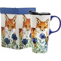 CEDAR HOME Eiffel Tower Ceramic Travel Mug With Lid - 17oz, 2-Pack, Gift Box, Microwave Safe - View #3